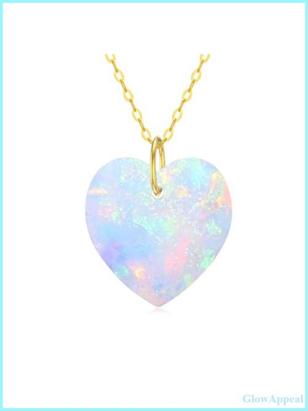 14K Solid Gold Heart Necklace White Opal Pendant 16 in Fine Jewelry Gift for Her